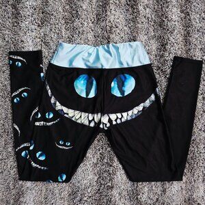MD Lotus Leggings Cheshire Cat Smile 3D DESIGN Black and Blue Leggings